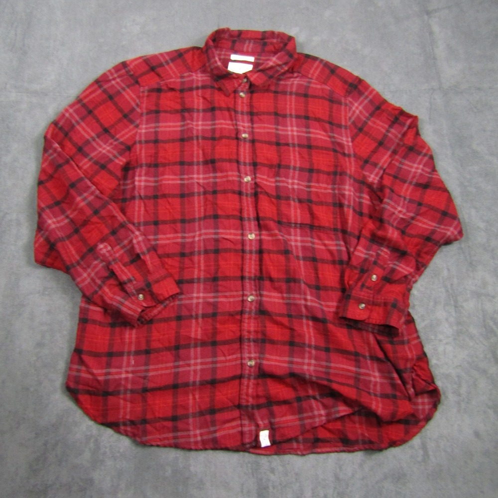 American Eagle Flannel Shirt Womens XXL Red Plaid Boyfriend Fit Button Down